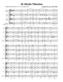 Partition , Sibylla Tiburtina (TTTB enregistrements, basse en C), Prophetiae Sibyllarum