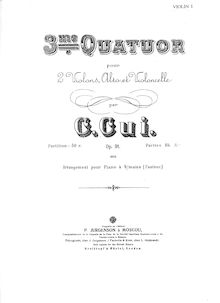 Partition violon 1 (avec title page), corde quatuor No.3, Troisième quatour