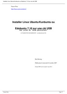 Installer Linux Ubuntu/Kunbuntu ou Edubuntu 7.10 sur une clé USB