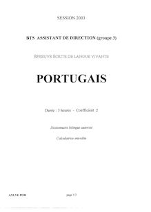 Portugais 2003 BTS Assistant de direction