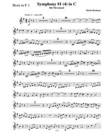 Partition cor 1 (F), Symphony No.1, C major, Rondeau, Michel par Michel Rondeau