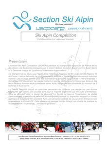 Fonctionnement et réglement intérieur Ski Alpin COMPETITION 2009