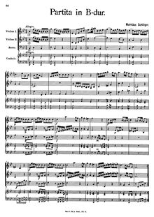 Partition complète, Partita en B flat major, B♭ major, Schlöger, Matthäus
