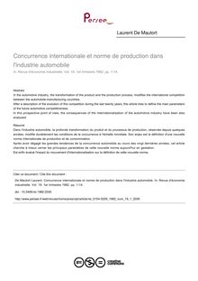 Concurrence internationale et norme de production dans l industrie automobile - article ; n°1 ; vol.19, pg 1-14