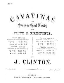 Partition de piano et flûte , partie, Cavatinas, ou chansons Without Words, Op.97