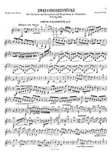 Partition Corno di Bassetto , partie, Concert Piece No.1, Op.113