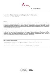 Les investissements dans l agriculture française - article ; n°1 ; vol.142, pg 38-38