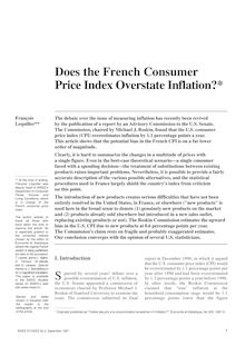 L indice des prix à la consommation surestime-t-il l inflation ? (version anglaise)