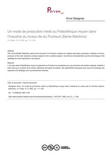 Un mode de production inédit au Paléolithique moyen dans l industrie du niveau 6e du Pucheuil (Seine-Maritime) - article ; n°1 ; vol.5, pg 111-120