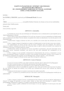 Charte Informatique - CHARTE D UTILISATION DE L INTERNET, DES ...