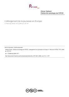 L allongement de la jeunesse en Europe - article ; n°1 ; vol.72, pg 187-191