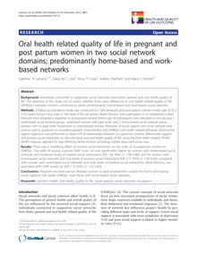 Oral health related quality of life in pregnant and post partum women in two social network domains; predominantly home-based and work-based networks