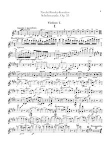 Partition violons I, Scheherazade, Шехеразада, Rimsky-Korsakov, Nikolay