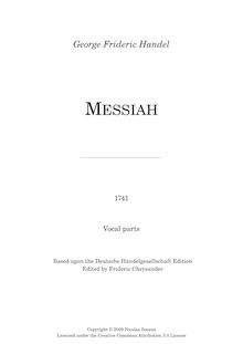 Partition Vocal et chœur parties, Messiah, Handel, George Frideric