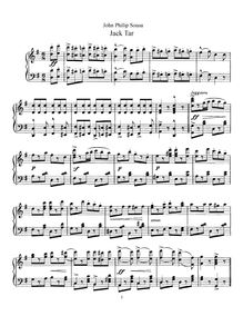 Partition de piano, Jack Tar, Sousa, John Philip