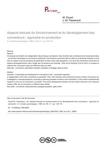 Aspects textuels du fonctionnement et du développement des connecteurs : approche en production - article ; n°1 ; vol.99, pg 149-173