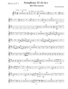 Partition cor 1 (F), Symphony No.2, E minor, Rondeau, Michel par Michel Rondeau