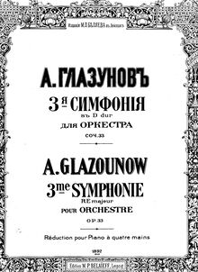 Partition complète, Symphony No.3, Op.33, Glazunov, Aleksandr