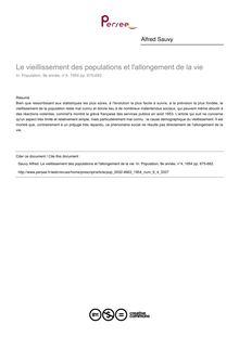 Le vieillissement des populations et l allongement de la vie - article ; n°4 ; vol.9, pg 675-682