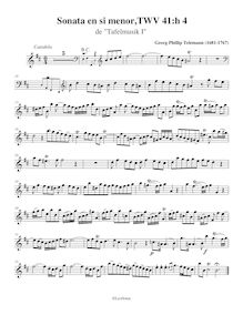 Partition flûte , partie, flûte Sonata en B minor TWV 41:h4, Telemann, Georg Philipp