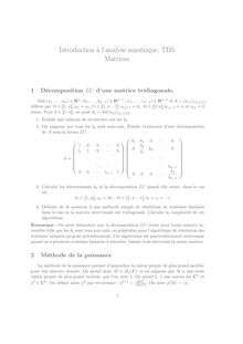 Introduction a l analyse numerique TD5 Matrices