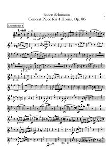 Partition clarinette 1, 2 (B♭), Concertpiece pour Four cornes et orchestre, Op.86