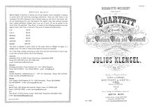 Partition parties complètes, corde quatuor, G minor, Klengel, Julius