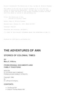 The Adventures of Ann - Stories of Colonial Times