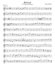 Partition ténor viole de gambe 2, octave aigu clef, madrigaux - Set 1 par John Wilbye