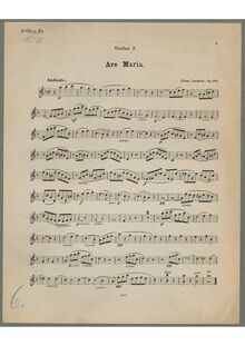 Partition violons I, Ave Maria, Op.162, F major, Lachner, Franz Paul