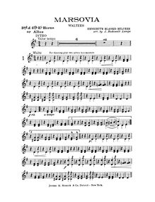 Partition cor/Alto 3/4 (E♭), Marsovia valses, B♭, Blanke-Belcher, Henriette