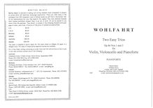 Partition parties complètes, Leichte Trios, Op.66, Wohlfahrt, Franz