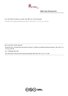 La Grotte Dufour près de Brive (Corrèze) - article ; n°10 ; vol.41, pg 186-192