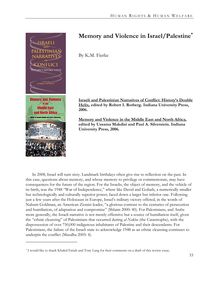 Memory and Violence in Israel/Palestine*