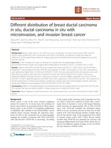 Different distribution of breast ductal carcinoma in situ, ductal carcinoma in situ with microinvasion, and invasion breast cancer