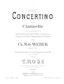 Partition Piano (Score), clarinette Concertino, E♭ major, Weber, Carl Maria von