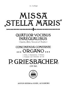 Partition Kyrie, Missa  Stella maris , Op.141, Missa "stella maris" Quatuor vocibus (Canto, Alto, Tenore et Baßo) concinenda comitante Organo
