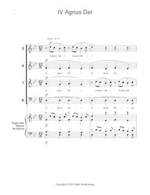 Partition I, Agnus Dei, Missa brevis, Kurzmesse, D minor and major