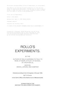 Rollo s Experiments