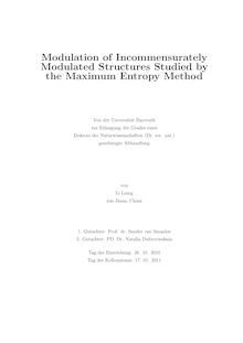 Modulation of incommensurately modulated structures studied by the maximum entropy method [Elektronische Ressource] / von Li Liang