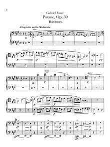 Partition basson 1/2, Pavane, Op.50, F♯ minor, Fauré, Gabriel