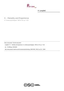 - Heredity and Experience - article ; n°1 ; vol.50, pg 11-25
