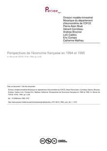 Perspectives de l économie française en 1994 et 1995 - article ; n°1 ; vol.50, pg 5-28