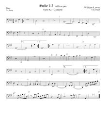 Partition viole de basse,  No.2 pour 2 violes de gambe et orgue par William Lawes