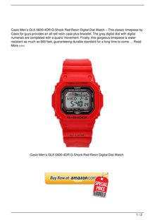 Real Customer Casio Men8217s GLX56004DR GShock Red Resin Digital Dial Watch Watch Reviews