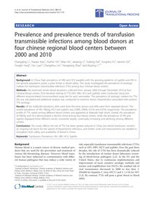Prevalence and prevalence trends of transfusion transmissible infections among blood donors at four chinese regional blood centers between 2000 and 2010