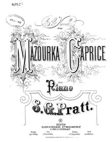 Partition complète, Mazurka-Caprice, E♭ major, Pratt, Silas Gamaliel
