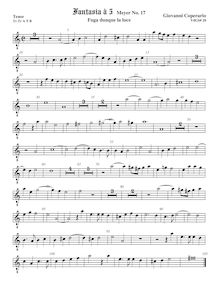 Partition ténor viole de gambe 2, octave aigu clef, Fantasia pour 5 violes de gambe, RC 43