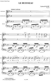 Partition complète, Le Ruisseau, Op. 22, Fauré, Gabriel