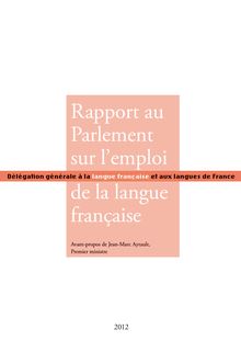 Rapport au Parlement sur l emploi de la langue française - 2012